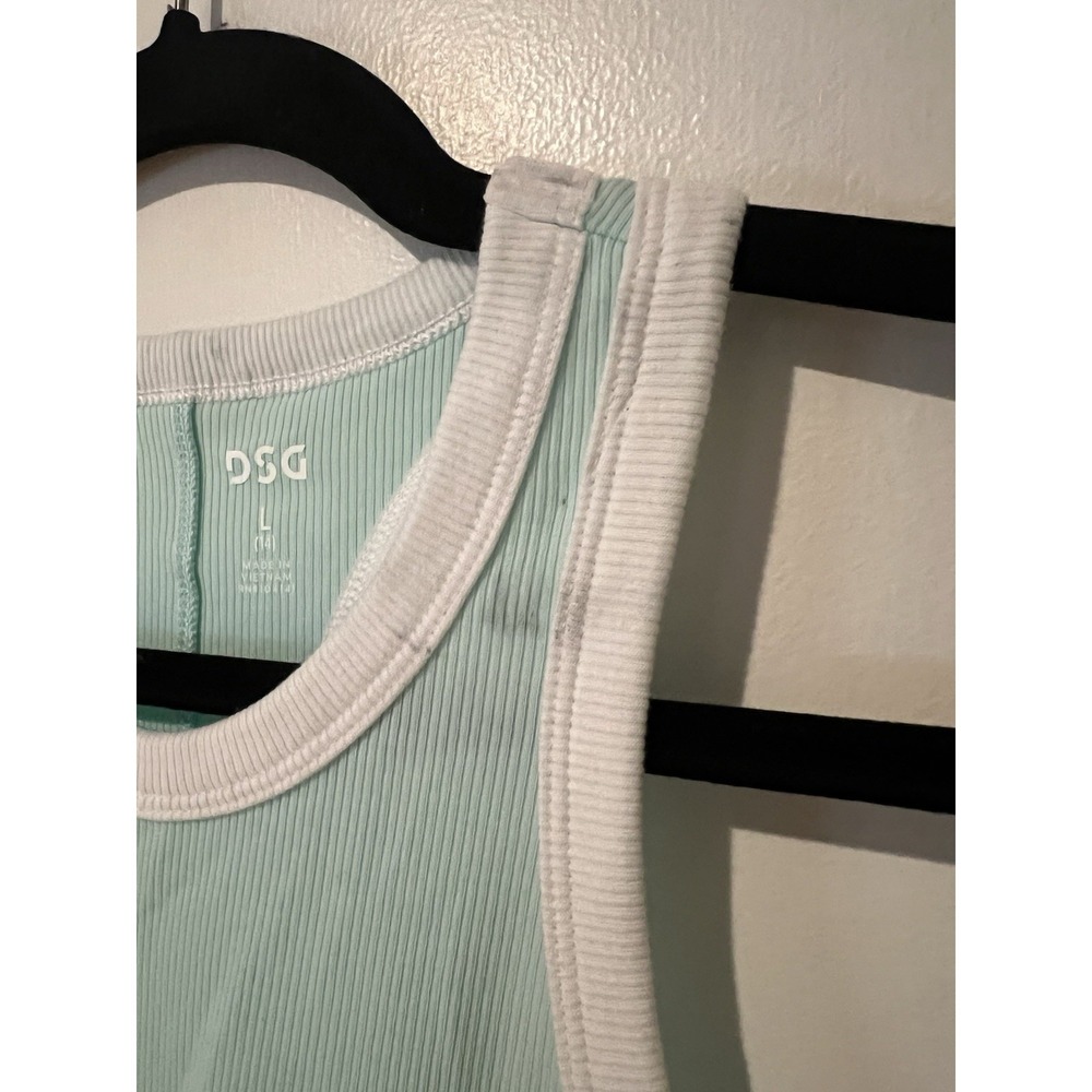 New DSG Girls Ribbed Ringer Racerback Tank Top Cotton Rib Size Large Aqua - Picture 3 of 6